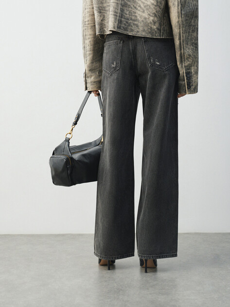 Женские широкие джинсы  MAISON DAVID, Артикул SH-4714, темно-серый | 4934335. Ракурс 4