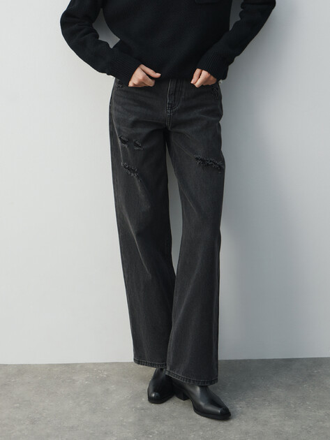 Женские широкие джинсы  MAISON DAVID, Артикул SH-4714, черный | 4934337. Ракурс 5