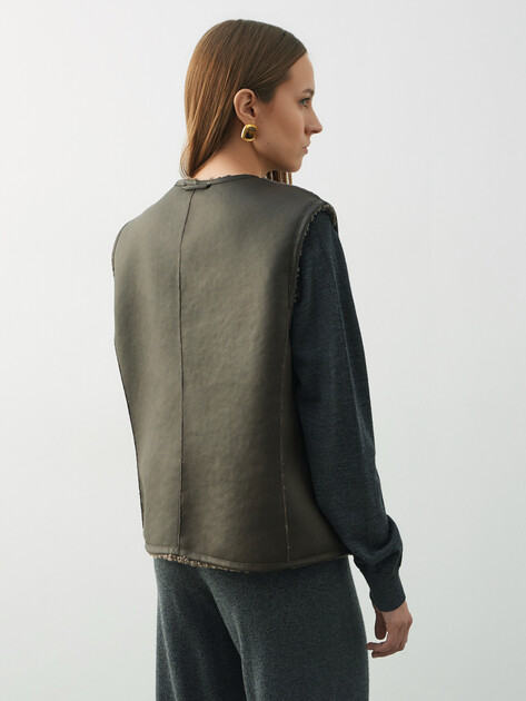 Женский двусторонний жилет MAISON DAVID, Артикул MARION_SDF_DR, коричневый | 4936572. Ракурс 4