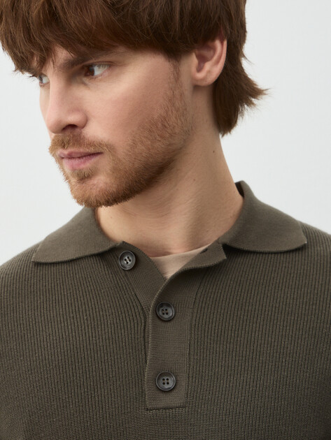 Мужской джемпер поло MAISON DAVID, Артикул MD-KN5337, зеленый | 4939359. Ракурс 3
