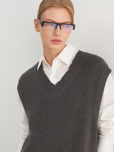 Женское платье-жилет с асимметричным краем MAISON DAVID, Артикул MDS-KN11, темно-серый | 4939726. Ракурс 3