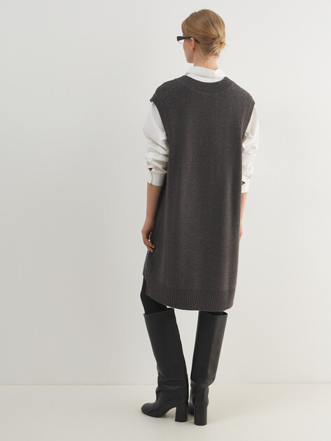 Женское платье-жилет с асимметричным краем MAISON DAVID, Артикул MDS-KN11, темно-серый | 4939726. Ракурс 4