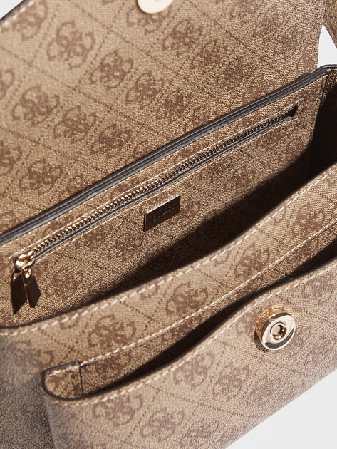 Женская сумка  GUESS ECO BRENTON FLAP SHOULDER BAG, Артикул HWLG9648190, темно-бежевый | 4945921. Ракурс 4