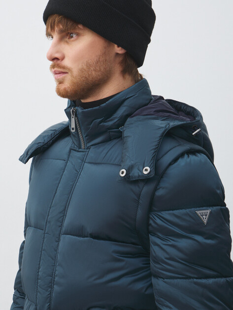 Мужской пуховик GUESS METALLIZED PUFFA JACKET, Артикул M5BL2LWGZF2, темно-синий | 4948591. Ракурс 2