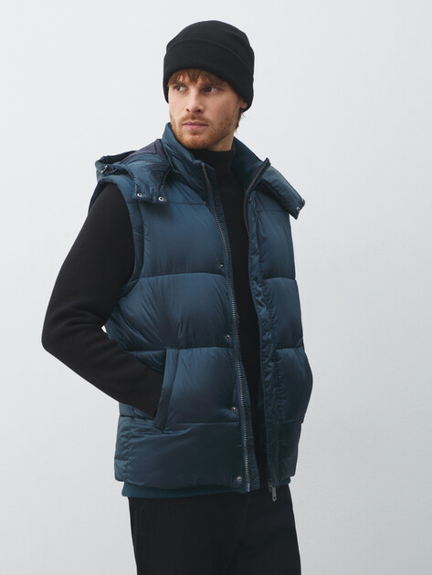 Мужской пуховик GUESS METALLIZED PUFFA JACKET, Артикул M5BL2LWGZF2, темно-синий | 4948591. Ракурс 5