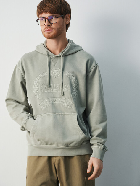 Мужское худи GUESS ECO TYLER HVY GUESS HOODIE, Артикул M5BQ21KCNY4, фисташковый | 4948928. Ракурс 5