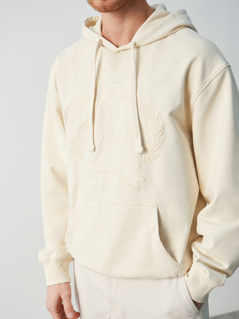 Мужское худи GUESS ECO TYLER HVY GUESS HOODIE, Артикул M5BQ21KCNY4, молочно-белый | 4948937. Ракурс 3