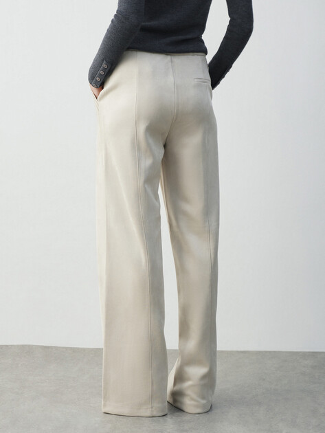 Женские широкие брюки  GUESS TAILORING SCUBA PANTS, Артикул W5BB53KAUJ2, серо-бежевый | 4955740. Ракурс 4