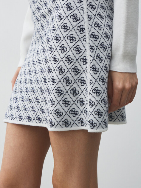 Юбка мини GUESS AUBREY 4G SKIRT SWTR, Артикул W5BD81Z3JD2, молочно-белый | 4956884. Ракурс 3