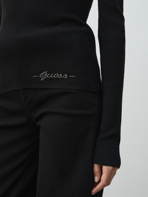 Женский джемпер GUESS LS MOCK NECK JULIA SEAMLESS SW, Артикул W5BR15Z3OW2, черный | 4957324. Ракурс 3