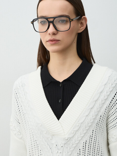 Женский пуловер GUESS LS VN ETSUKO CABLE SWTR, Артикул W5BR53Z2ZK2, белый | 4958354. Ракурс 3