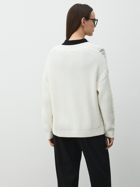 Женский пуловер GUESS LS VN ETSUKO CABLE SWTR, Артикул W5BR53Z2ZK2, белый | 4958354. Ракурс 4