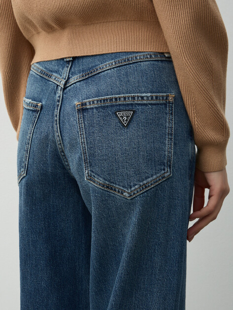 Женские широкие джинсы  GUESS BELLFLOWER, Артикул W5YA82D4K30, синий | 4958380. Ракурс 3