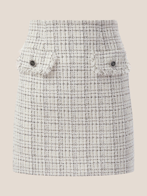 Твидовая юбка GUESS ANNAMARIA MINI TWEED SKIRT, Артикул W5YD15WHDB2, белый | 4958631. Ракурс 6
