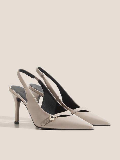 Женские туфли с открытой пяткой (слинг-бэк) FURLA FURLA SFERA, Артикул YK87SFE, бежево-серый | 4968116. Ракурс 2