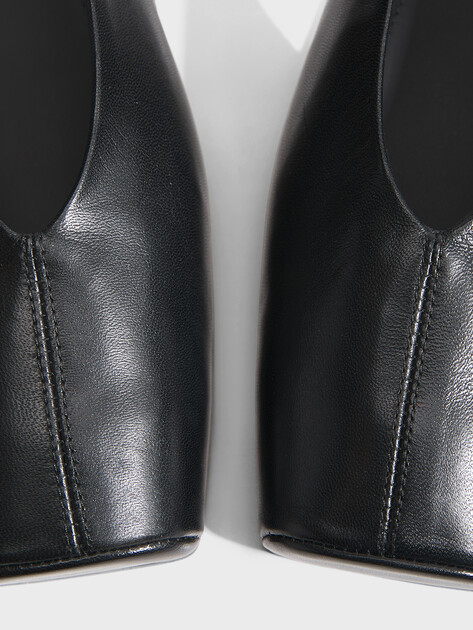 Женские балетки с открытой пяткой (слинг-бэк) MM6 MAISON MARGIELA SLIPPER, Артикул S59WX0079, черный | 4969583. Ракурс 3