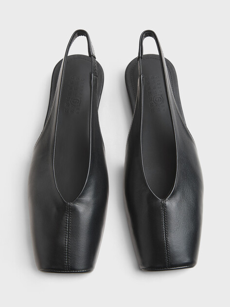 Женские балетки с открытой пяткой (слинг-бэк) MM6 MAISON MARGIELA SLIPPER, Артикул S59WX0079, черный | 4969583. Ракурс 4