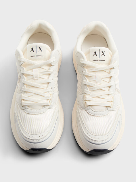 Мужские кроссовки ARMANI EXCHANGE SNEAKER LUCKY MICROSUEDE+MESH+CALF PU, Артикул XM002635, белый | 4971717. Ракурс 4