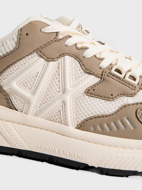 Мужские кроссовки ARMANI EXCHANGE SNEAKER LUCKY MICROSUEDE+MESH+CALF PU, Артикул XM002635, оливковый | 4971745. Ракурс 3