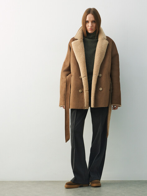 Женская дубленка  MAISON DAVID, Артикул LOURDES_SDF_WS, серовато-коричневый | 4973804. Ракурс 2