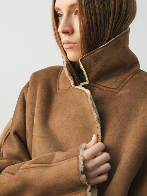 Женская дубленка  MAISON DAVID, Артикул LOURDES_SDF_WS, серовато-коричневый | 4973804. Ракурс 3