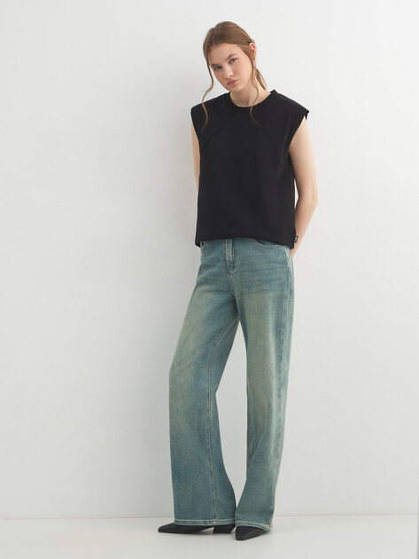Женский топ MM6 MAISON MARGIELA TANK TOP, Артикул S52NL0074, черный | 4978394. Ракурс 2