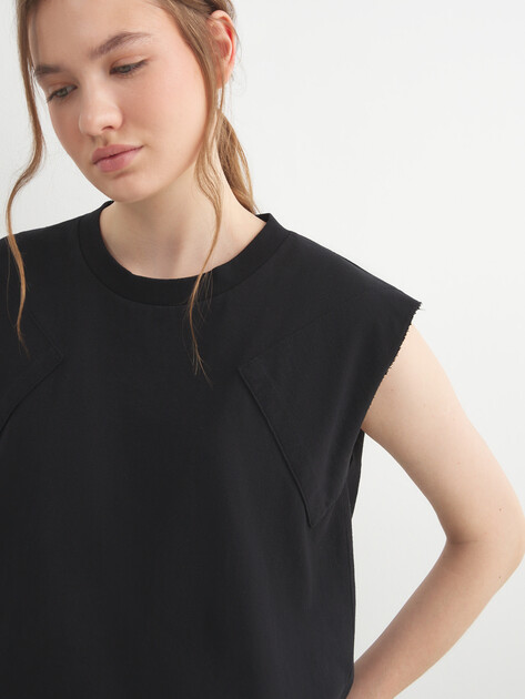 Женский топ MM6 MAISON MARGIELA TANK TOP, Артикул S52NL0074, черный | 4978394. Ракурс 3