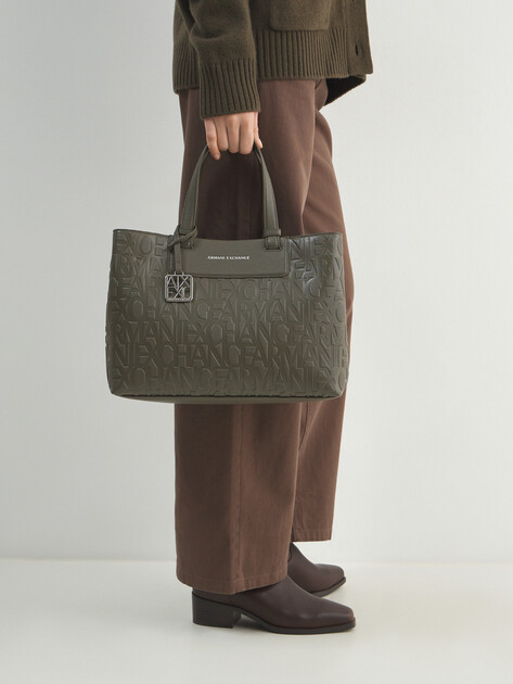 Женский тоут ARMANI EXCHANGE LIZ PEBBLE TOTE M, Артикул XW001222, хаки | 4979668. Ракурс 5