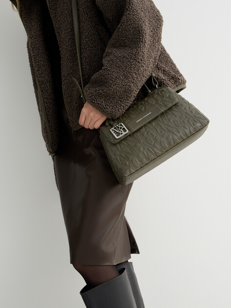 Женская сумка  ARMANI EXCHANGE LIZ PEBBLE TOP HANDLE, Артикул XW001223, хаки | 4979674. Ракурс 5