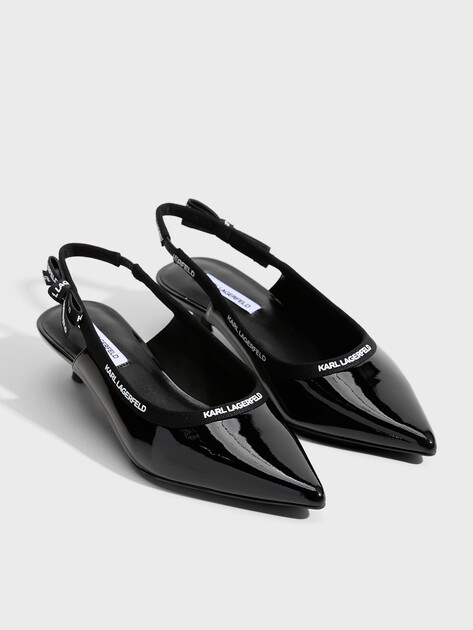 Женские туфли с открытой пяткой (слинг-бэк) KARL LAGERFELD PASHA Ribbon Sling, Артикул KL30109R, черный | 4981409. Ракурс 2
