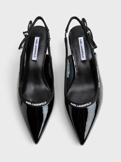 Женские туфли с открытой пяткой (слинг-бэк) KARL LAGERFELD PASHA Ribbon Sling, Артикул KL30109R, черный | 4981409. Ракурс 4