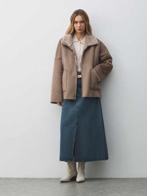 Женская дубленка  MAISON DAVID, Артикул ODRI_SDF_WS, серо-коричневый | 4986738. Ракурс 2