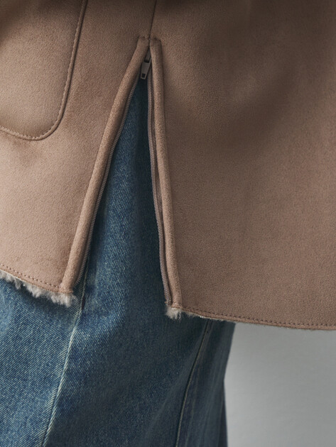 Женская дубленка  MAISON DAVID, Артикул ODRI_SDF_WS, серо-коричневый | 4986738. Ракурс 3