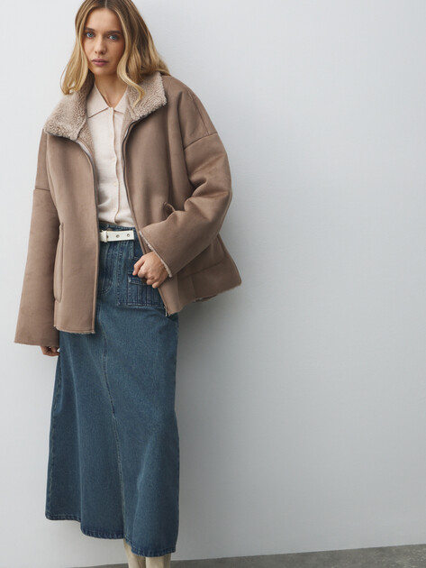 Женская дубленка  MAISON DAVID, Артикул ODRI_SDF_WS, серо-коричневый | 4986738. Ракурс 5