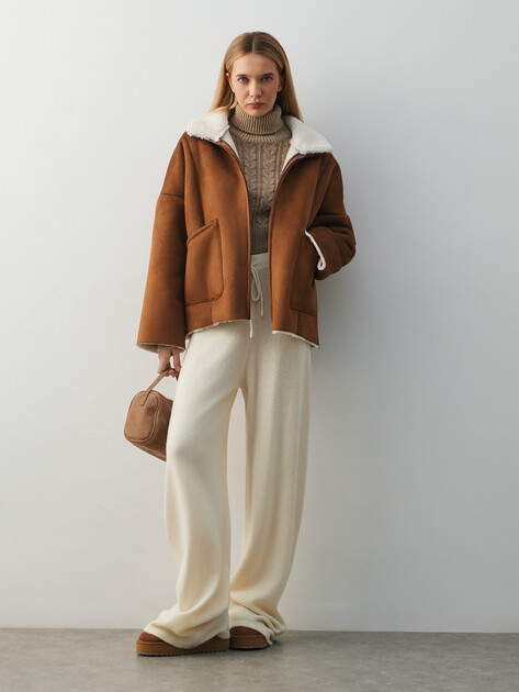 Женская дубленка  MAISON DAVID, Артикул ODRI_SDF_WS, светло-коричневый | 4986759. Ракурс 2