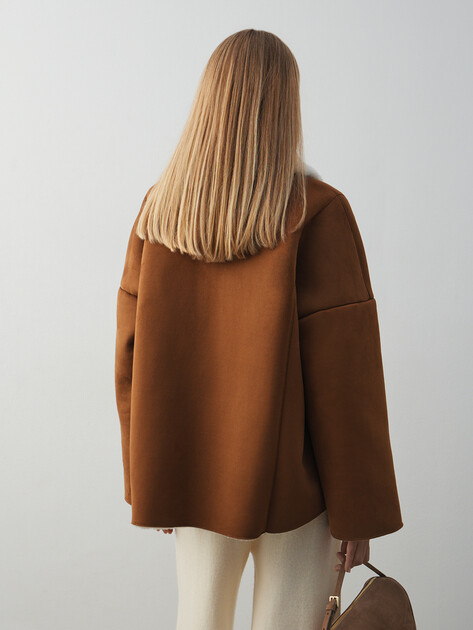 Женская дубленка  MAISON DAVID, Артикул ODRI_SDF_WS, светло-коричневый | 4986759. Ракурс 4