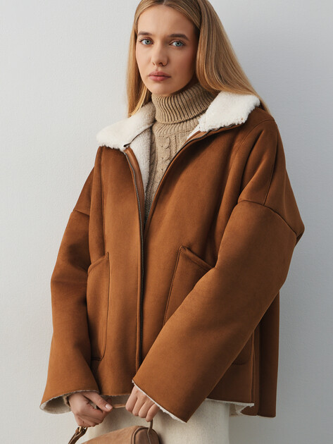 Женская дубленка  MAISON DAVID, Артикул ODRI_SDF_WS, светло-коричневый | 4986759. Ракурс 5
