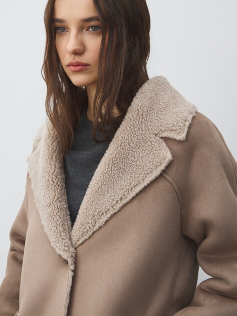 Женская дубленка  MAISON DAVID, Артикул DIANA_SDF_WS, серо-коричневый | 4986865. Ракурс 3