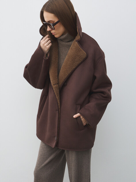 Женская дубленка  MAISON DAVID, Артикул FREDE_SDF_WS, шоколадный | 4986934. Ракурс 5