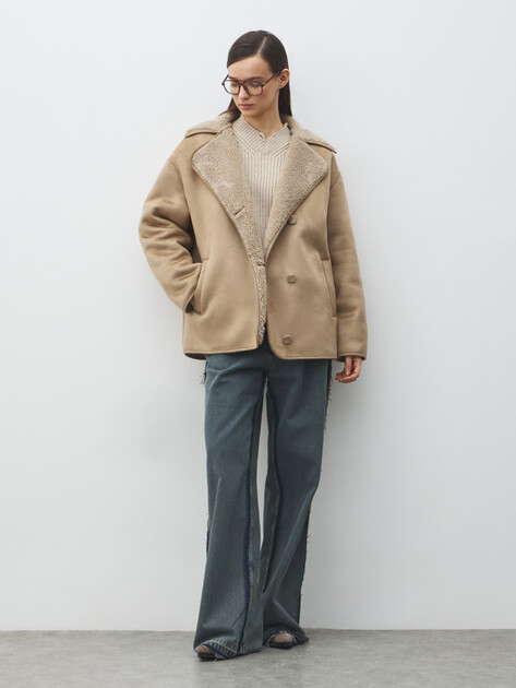 Женская дубленка  MAISON DAVID, Артикул FREDE_SDF_WS, серо-бежевый | 4986946. Ракурс 2