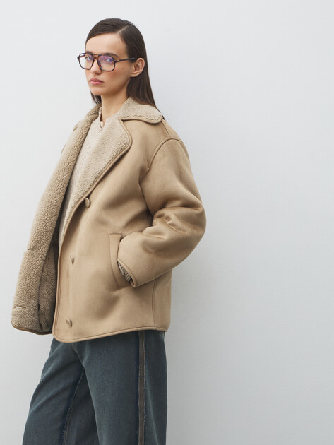 Женская дубленка  MAISON DAVID, Артикул FREDE_SDF_WS, серо-бежевый | 4986946. Ракурс 5