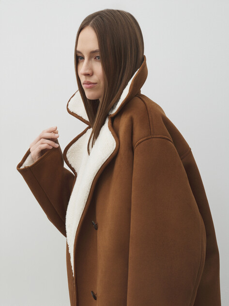 Женская дубленка  MAISON DAVID, Артикул FREDE_SDF_WS, светло-коричневый | 4986992. Ракурс 5