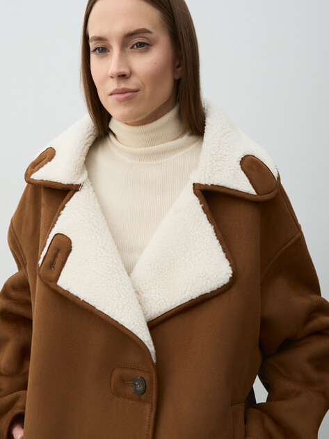 Женская дубленка  MAISON DAVID, Артикул MATILDA_SDF_WS, светло-коричневый | 4988150. Ракурс 3