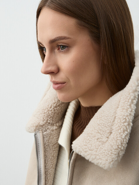 Женская дубленка  MAISON DAVID, Артикул SUZANNE_SDF_WS, пыльно-бежевый | 4988853. Ракурс 3