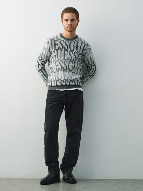 Мужской джемпер GUESS JOSHAWA AO LOGO DEGRADE SWTR, Артикул M5BR24Z0500, серый | 4992456. Ракурс 2