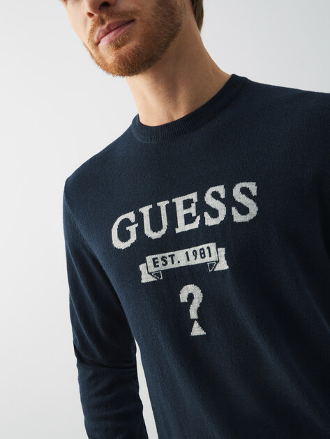 Мужской джемпер GUESS HAMMOND CN LS LOGO BASIC SWTR, Артикул M5YR00Z0122, темно-синий | 4992661. Ракурс 3