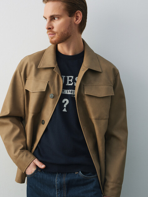 Мужской джемпер GUESS HAMMOND CN LS LOGO BASIC SWTR, Артикул M5YR00Z0122, темно-синий | 4992661. Ракурс 5