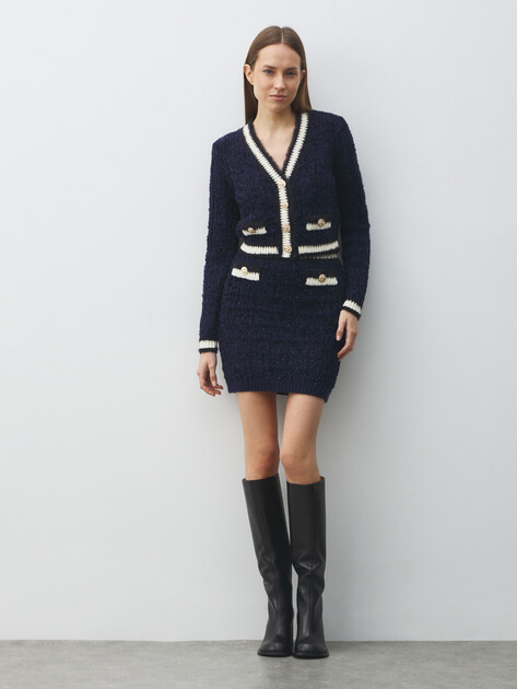 Юбка мини GUESS AOMORI TAPE YARN SKIRT, Артикул W5BD1XZ4090, темно-синий | 4993505. Ракурс 2