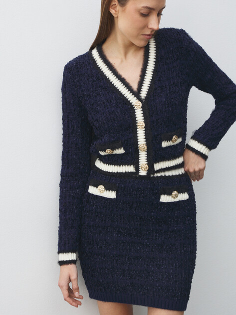 Юбка мини GUESS AOMORI TAPE YARN SKIRT, Артикул W5BD1XZ4090, темно-синий | 4993505. Ракурс 5