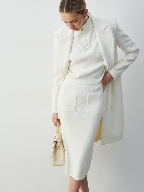 Юбка  миди GUESS HARLEY LONGUETTE SKIRT SWTR, Артикул W5BD94Z0572, белый | 4993511. Ракурс 5